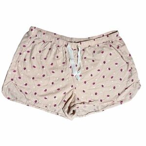 LOFT Light Pink Ladybug Polka Dot Pajama Sleep Shorts Loungewear Cozy PJs Medium